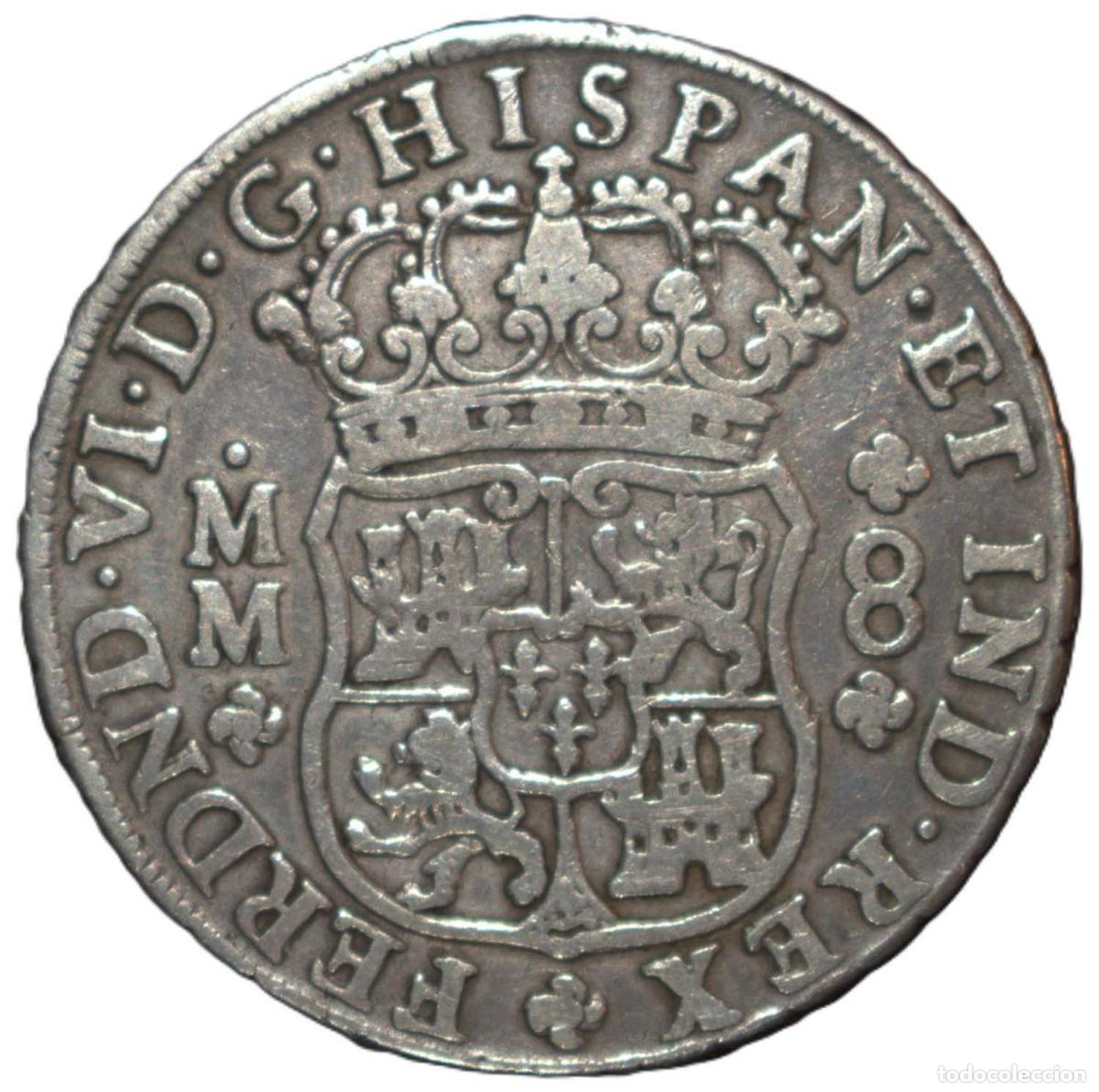 Material numism&aacute;tico: 1754. Fernando VI. 8 Reales Columnario. Mejico MM
