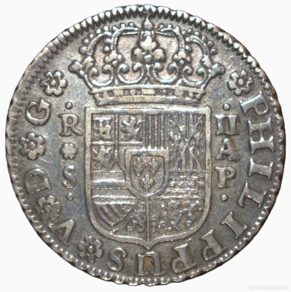Material numism&aacute;tico: 1736. Felipe V. 2 Reales. Sevilla AP