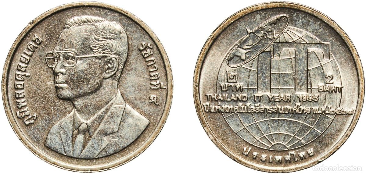 Material numism&aacute;tico: Thailand Kingdom 2538 (1995) 2 Baht - Rama IX (Year of Thailand's Information Technology) Copper-ni