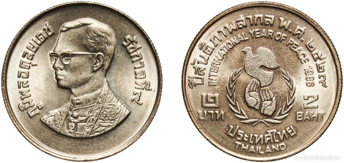 Material numism&aacute;tico: Thailand Kingdom 2529 (1986) 2 Baht - Rama IX (Year of Peace) Copper-nickel clad copper (5000000) 7