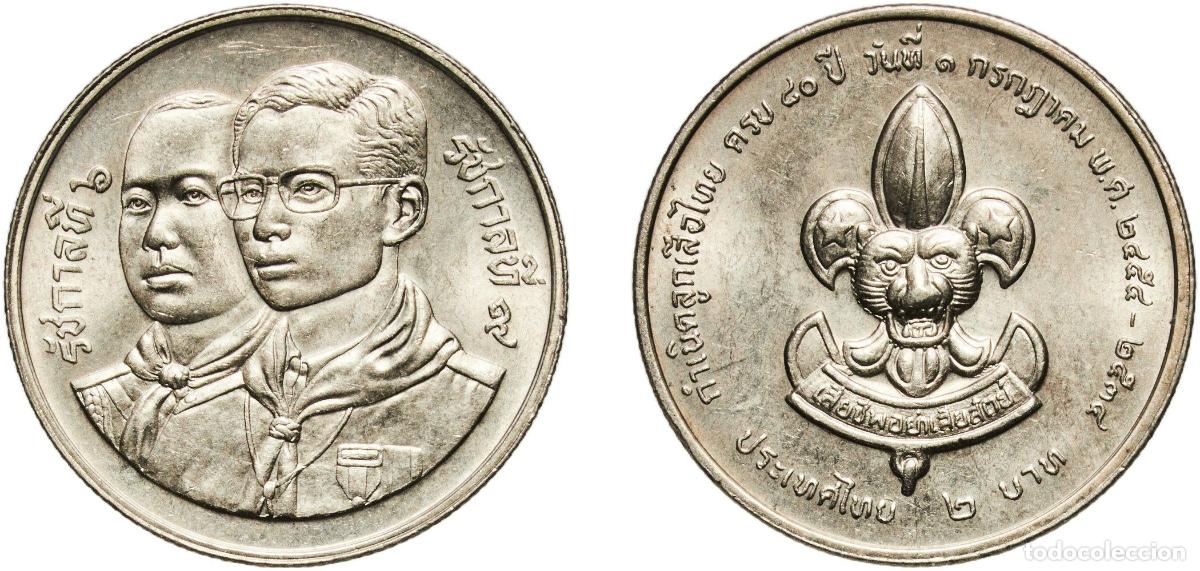 Material numism&aacute;tico: Thailand Kingdom 2534 (1991) 2 Baht - Rama IX (Thai Boy Scouts) Copper-nickel clad copper (2000000)