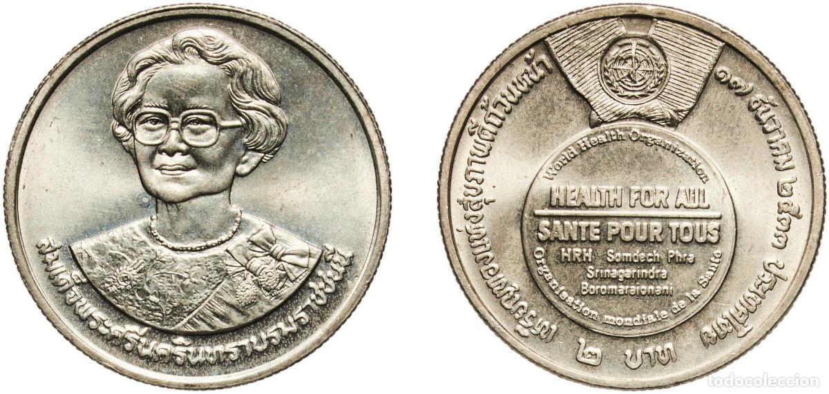 Material numism&aacute;tico: Thailand Kingdom 2533 (1990) 2 Baht - Rama IX (World Health Organization) Copper-nickel clad copper