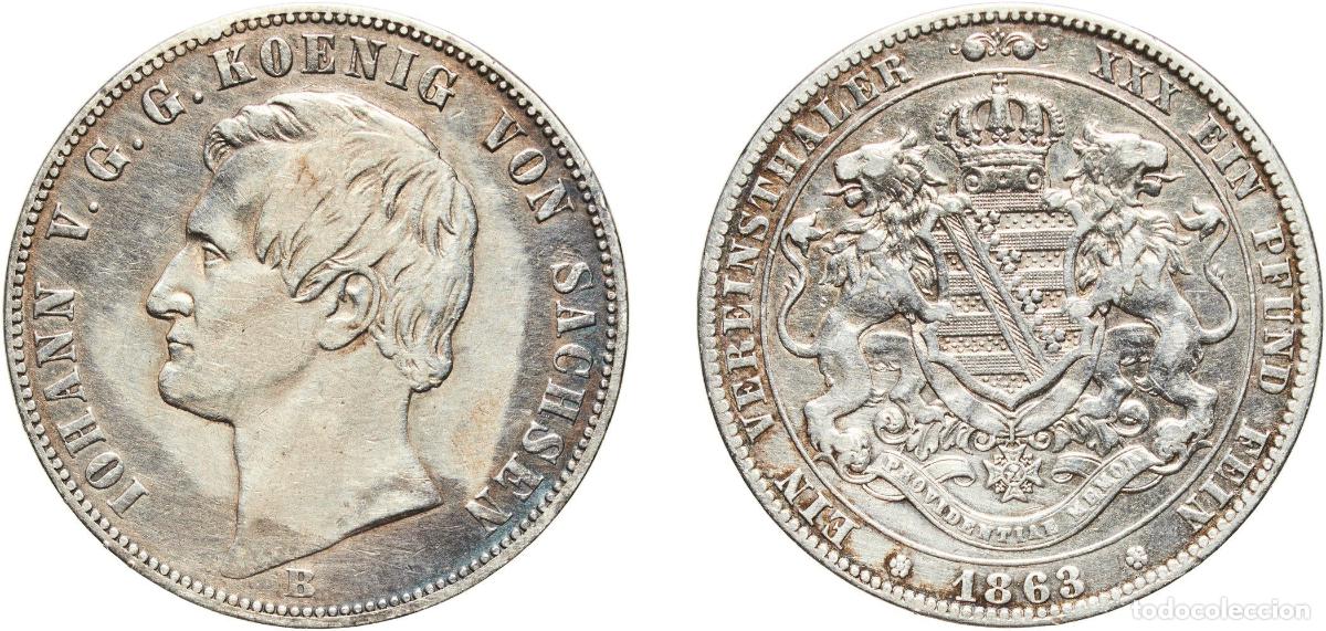 Material numism&aacute;tico: Germany Kingdom of Saxony German states 1863 1 Vereinsthaler - John Silver (.900) Dresden Mint (107