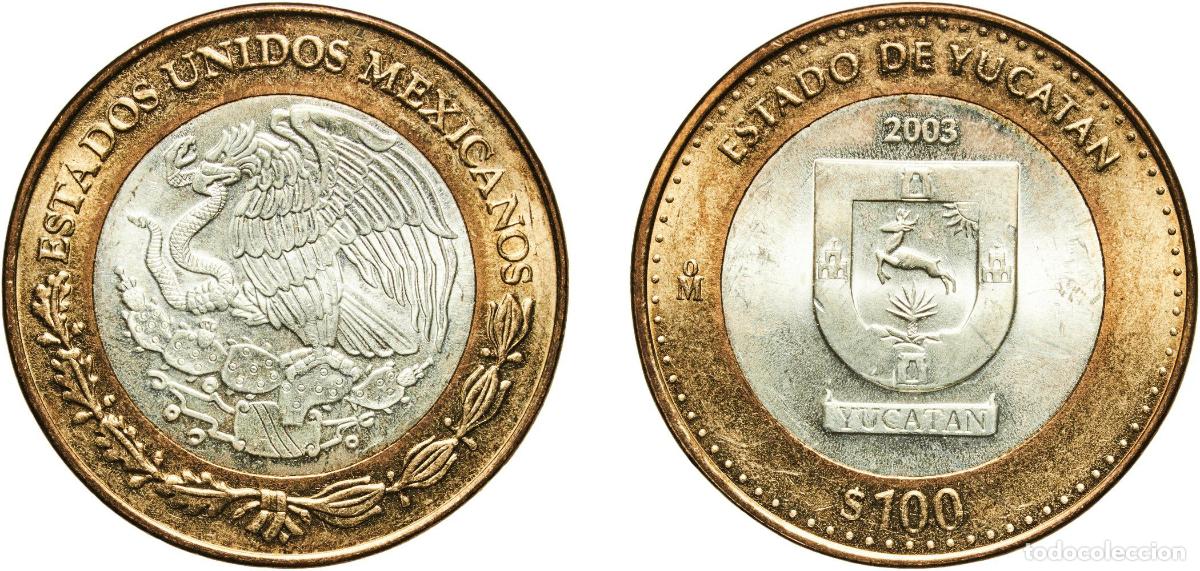 Material numism&aacute;tico: Mexico United Mexican States 2003 Mo 100 Pesos (Yucat&aacute;n) Bimetallic: silver (.925) centre in alumin