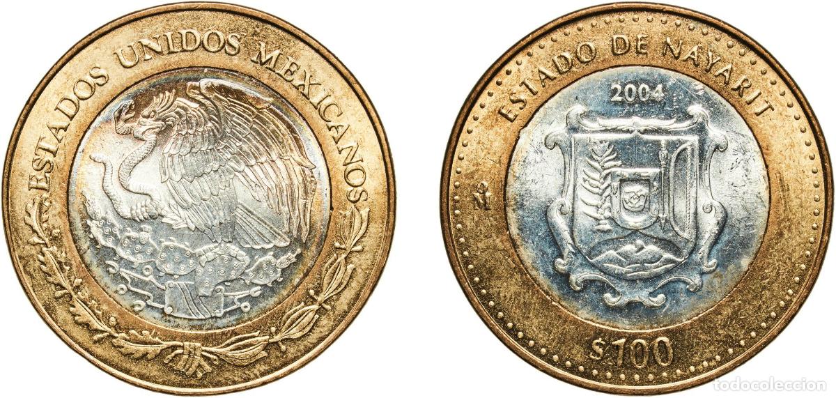 Material numism&aacute;tico: Mexico United Mexican States 2004 Mo 100 Pesos (Nayarit) Bimetallic: silver (.925) centre in alumin