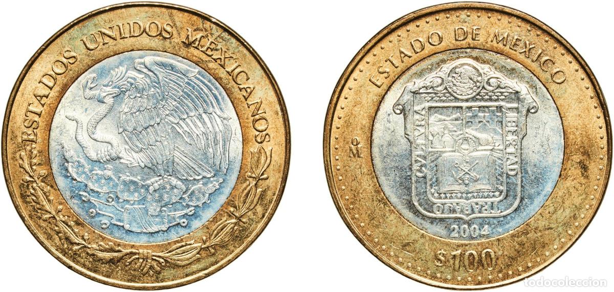 Material numism&aacute;tico: Mexico United Mexican States 2004 Mo 100 Pesos (Estado de M&eacute;xico) Bimetallic: silver (.925) centre