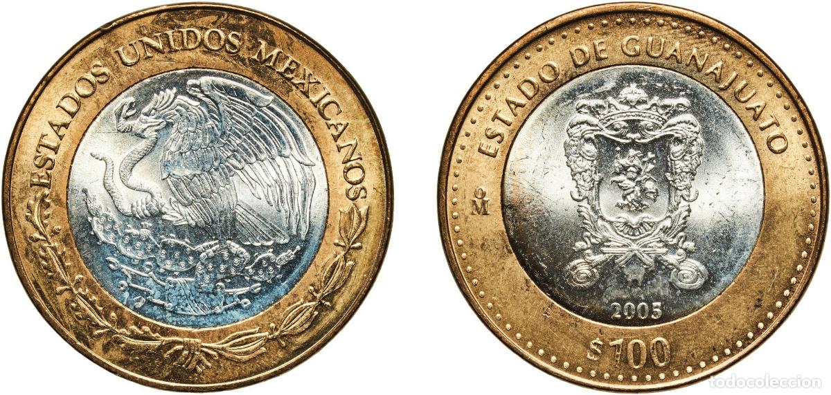 Material numism&aacute;tico: Mexico United Mexican States 2005 Mo 100 Pesos (Guanajuato) Bimetallic: silver (.925) centre in alu