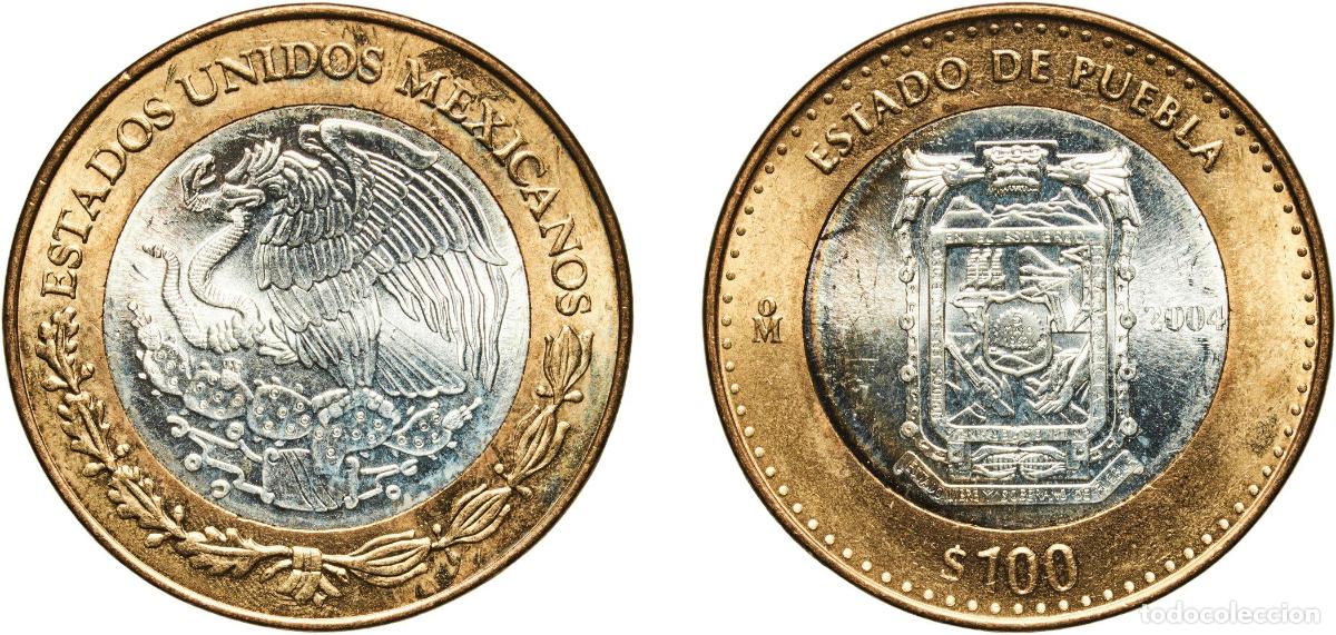 Material numism&aacute;tico: Mexico United Mexican States 2004 Mo 100 Pesos (Puebla) Bimetallic: silver (.925) centre in alumini