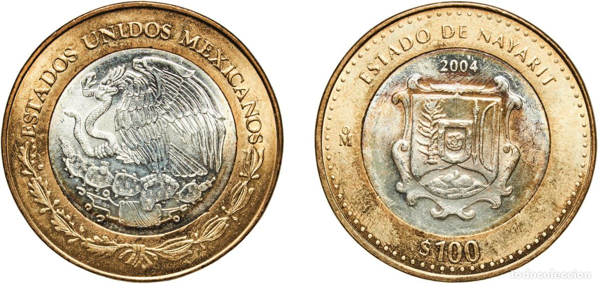 Material numism&aacute;tico: Mexico United Mexican States 2004 Mo 100 Pesos (Nayarit) Bimetallic: silver (.925) centre in alumin