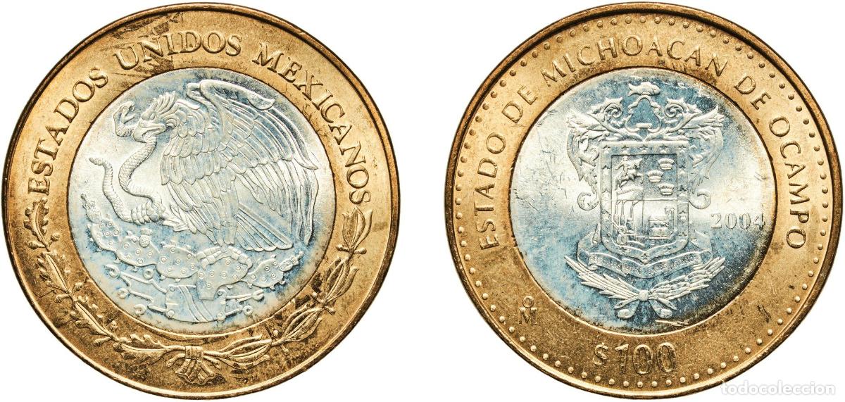 Material numism&aacute;tico: Mexico United Mexican States 2004 Mo 100 Pesos (Michoac&aacute;n de Ocampo) Bimetallic: silver (.925) cent