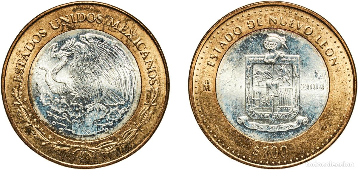 Material numism&aacute;tico: Mexico United Mexican States 2004 Mo 100 Pesos (Nuevo Leon) Bimetallic: silver (.925) centre in alu