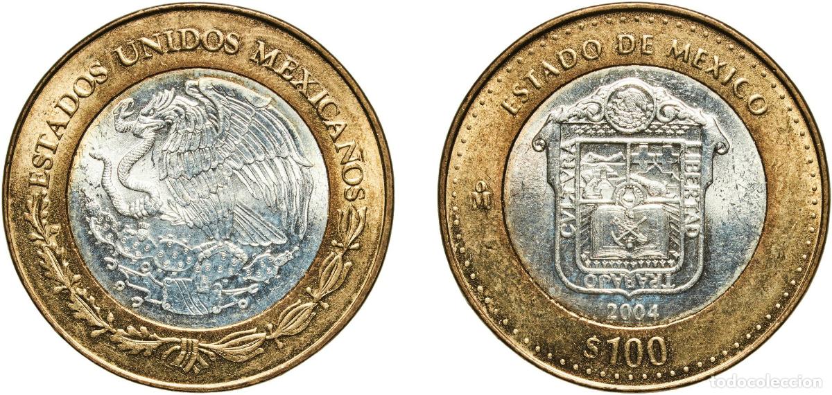 Material numism&aacute;tico: Mexico United Mexican States 2004 Mo 100 Pesos (Estado de M&eacute;xico) Bimetallic: silver (.925) centre