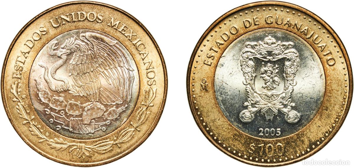 Material numism&aacute;tico: Mexico United Mexican States 2005 Mo 100 Pesos (Guanajuato) Bimetallic: silver (.925) centre in alu