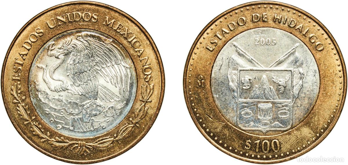 Material numism&aacute;tico: Mexico United Mexican States 2005 Mo 100 Pesos (Hidalgo) Bimetallic: silver (.925) centre in alumin