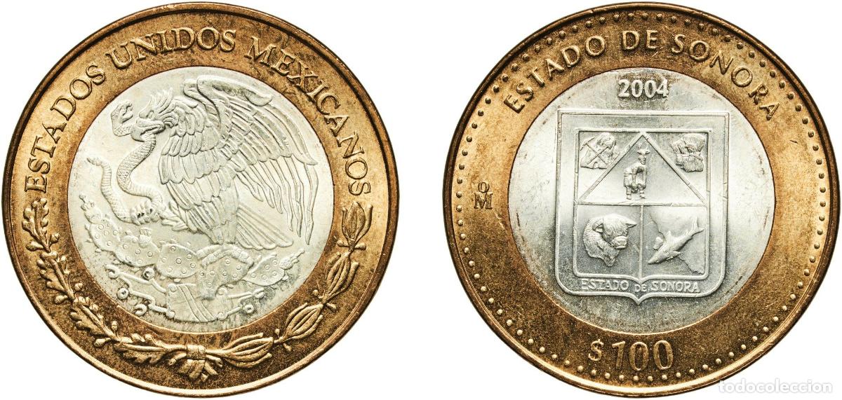Material numism&aacute;tico: Mexico United Mexican States 2004 Mo 100 Pesos (Sonora) Bimetallic: silver (.925) centre in alumini