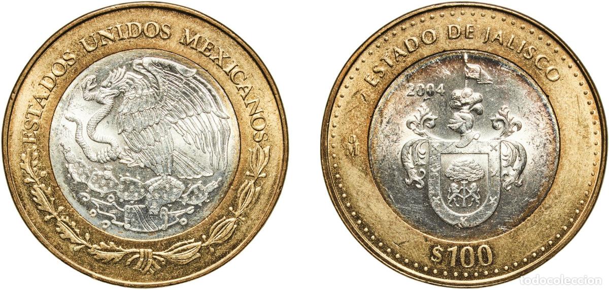 Material numism&aacute;tico: Mexico United Mexican States 2004 Mo 100 Pesos (Jalisco) Bimetallic: silver (.925) centre in alumin