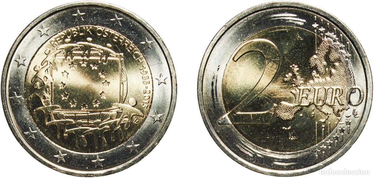 Material numism&aacute;tico: Austria Second Republic 2015 2 Euros (European Union Flag) Bimetallic: nickel brass clad nickel cen