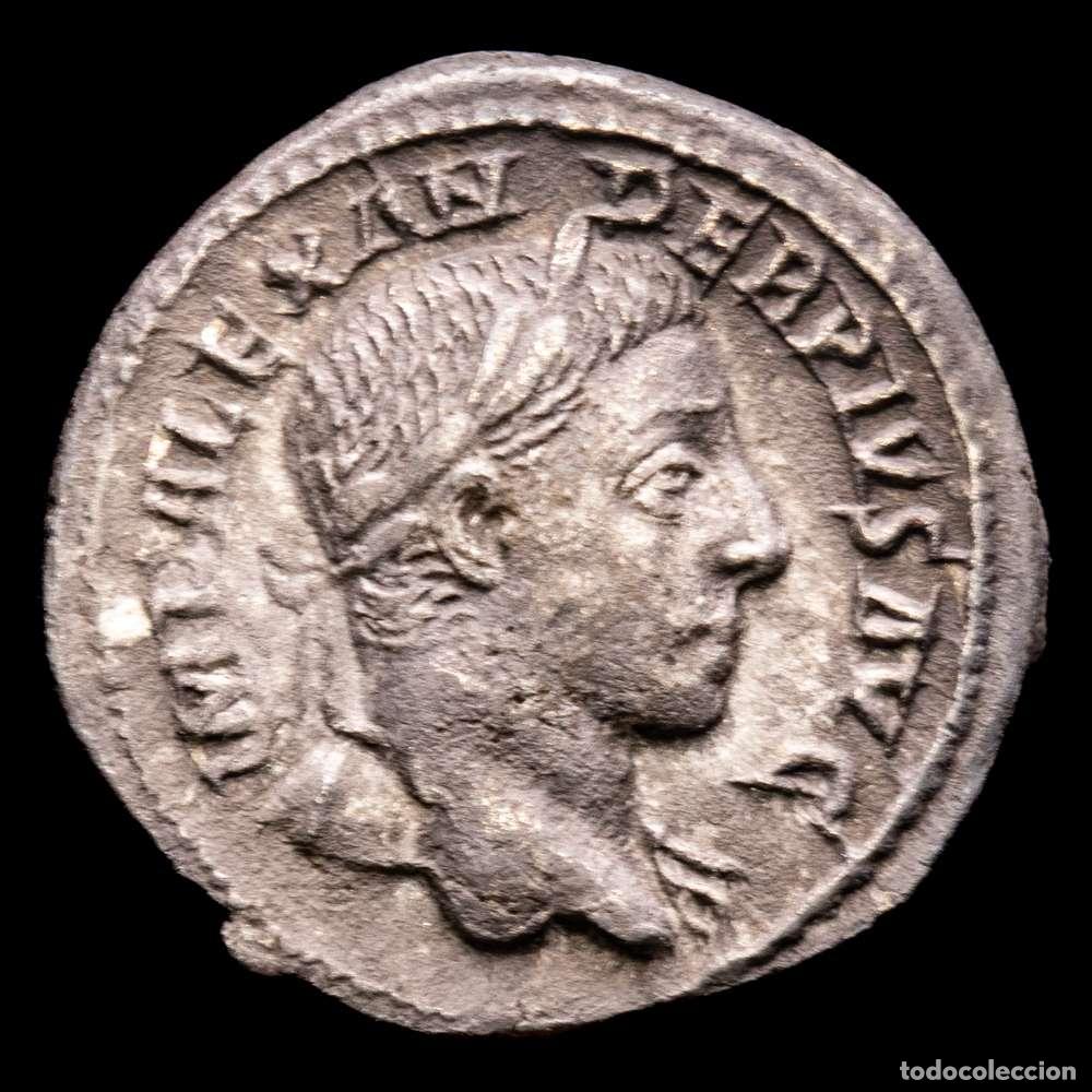 Material numism&aacute;tico: Alejandro Severo. Denario. 232 dC Roma. (Ric-IV 250). Ag. 3,01 gramos. Suave p&aacute;tina. MBC+.