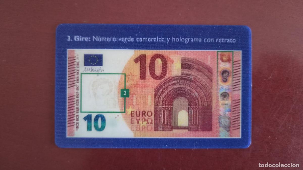 Material numism&aacute;tico: Comprobador de validez de un billete de 10 euros. Holograma con tres vistas,