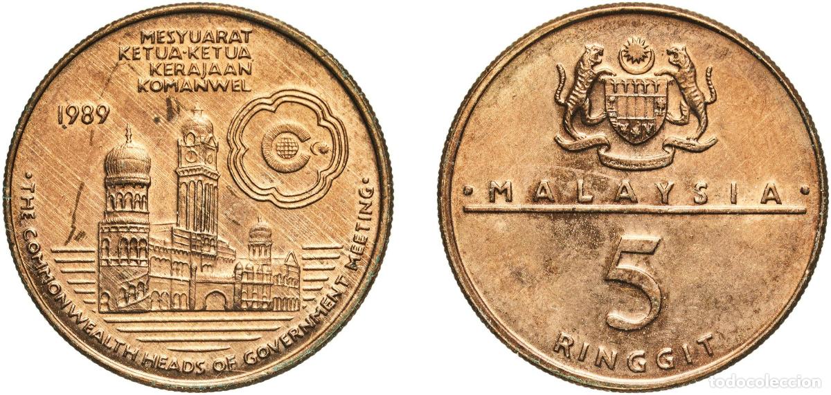 Material numism&aacute;tico: Malaysia Federal elective constitutional monarchy 1989 5 Ringgit (Commonwealth Heads of Government