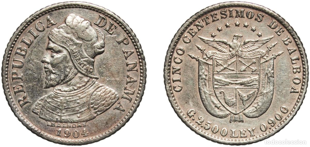 Material numism&aacute;tico: Panama Republic 1904 5 Cent&eacute;simos Silver (.900) (Copper .100) Philadelphia Mint (1500000) 2.5g AU