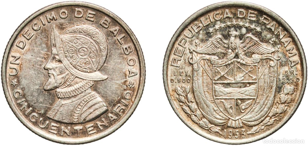 Material numism&aacute;tico: Panama Republic 1953 ⅒ Balboa (Republic) Silver (.900) Casa de Moneda de M&eacute;xico Mint (3300000) 2.49