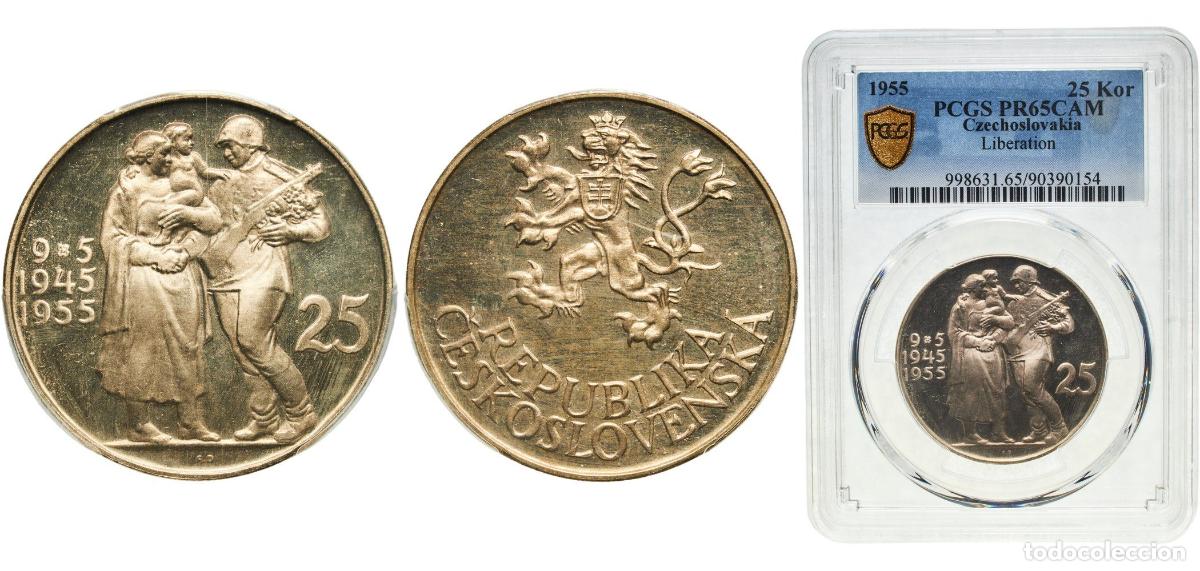 Material numism&aacute;tico: Czechoslovakia People's Republic 1955 25 Korun PROOF (10 Years - Liberation) Silver (.500) (5000) 1