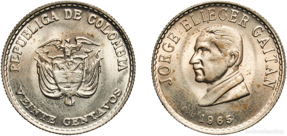 Material numism&aacute;tico: Colombia Republic 1965 20 Centavos Copper-nickel (1000000) 4.89g UNC KM 224 Restrepo 393 Hern&aacute;ndez