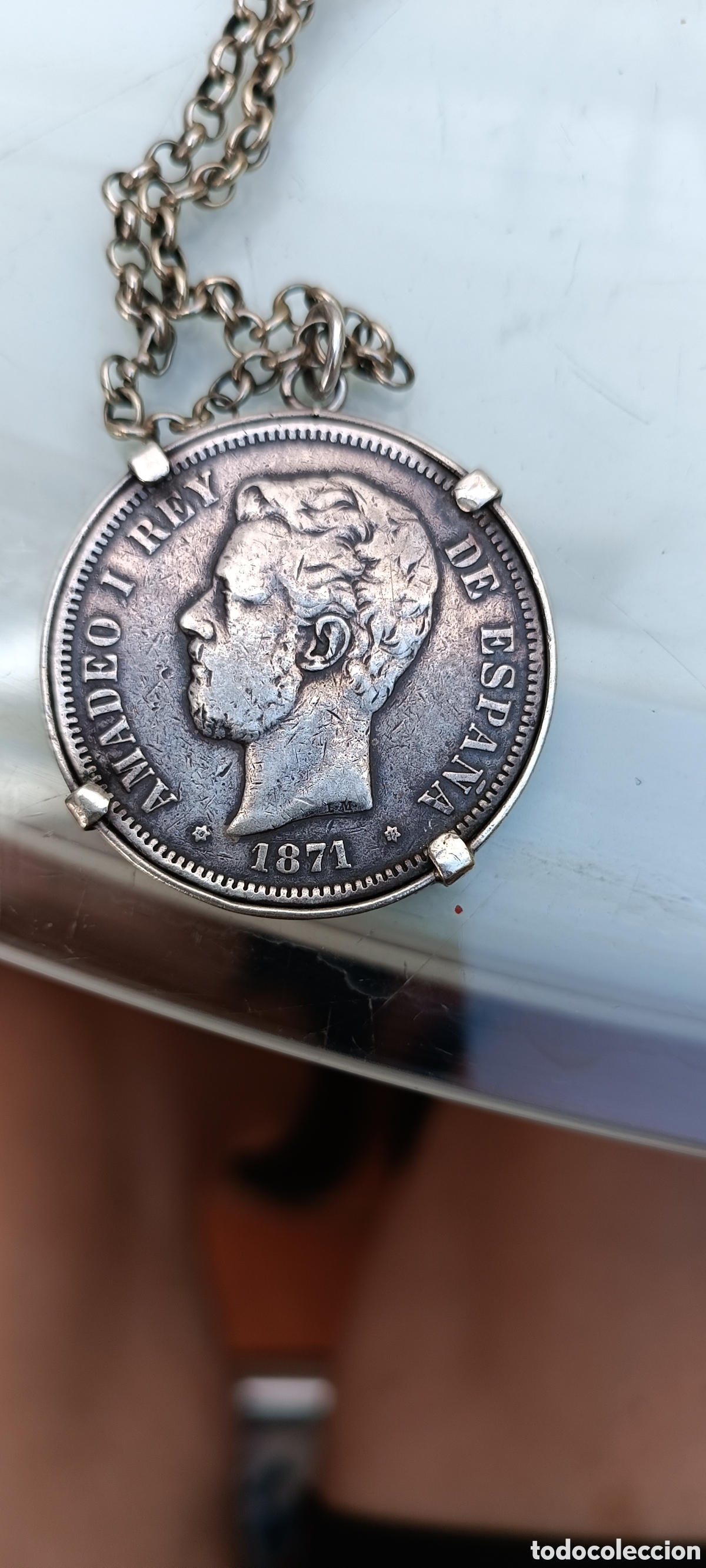Material numism&aacute;tico: Moneda de plata Amadeo I. 5ptas. 1871. Estrella18-71.