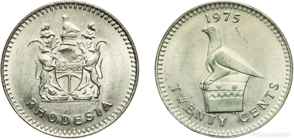 Material numism&aacute;tico: Zimbabwe Rhodesia (1964-1979) Republic 1975 20 Cents Copper-nickel Pretoria Mint (1937000) 11.3g UN