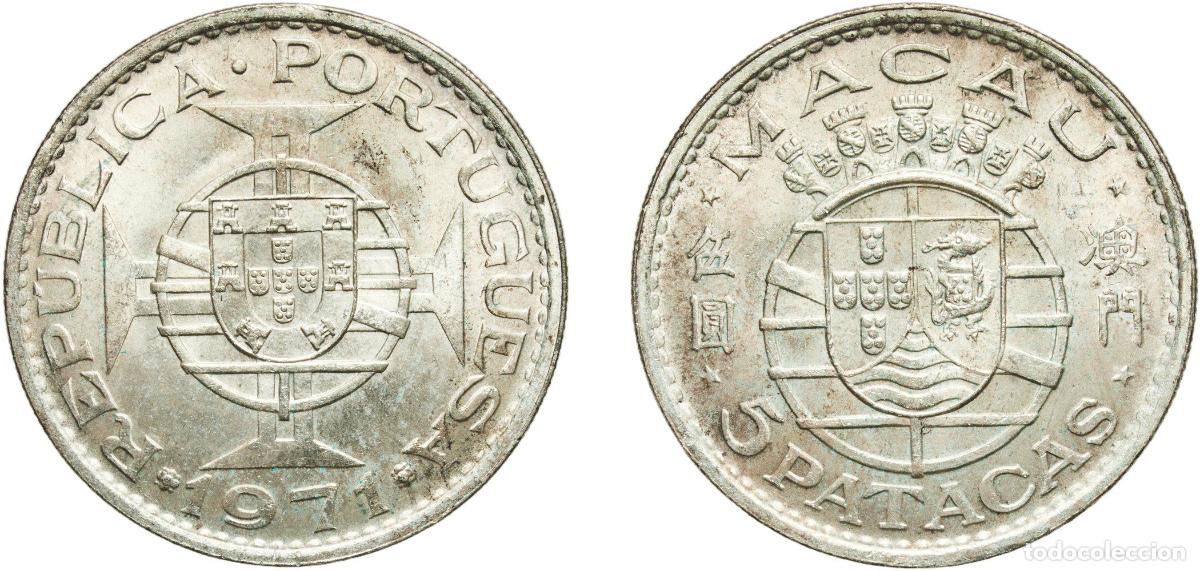 Material numism&aacute;tico: China Macau Portuguese Overseas Province 1971 5 Patacas Silver (.650) (500000) 10.04g UNC KM 5a Sc