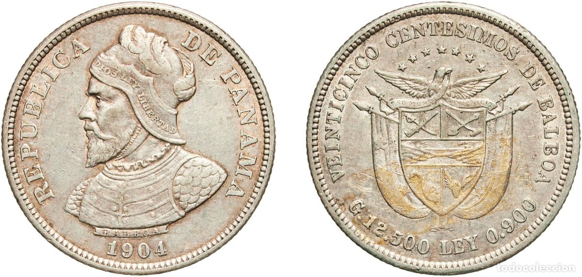 Material numism&aacute;tico: Panama Republic 1904 25 Cent&eacute;simos Silver (.900) (Copper .100) Philadelphia Mint (1610000) 12.51g A