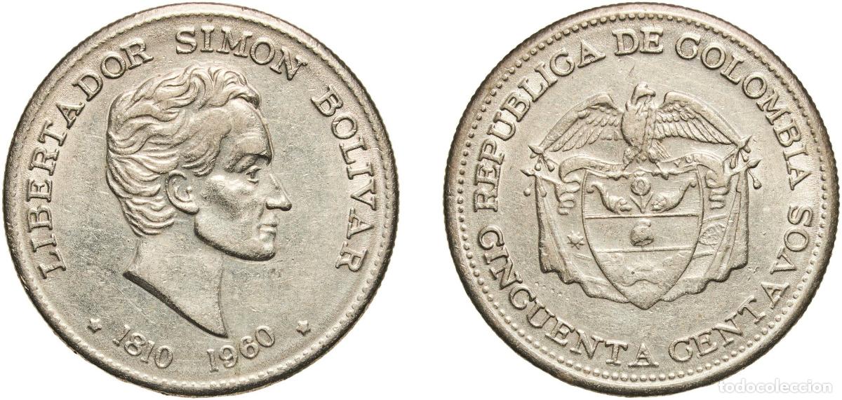 Material numism&aacute;tico: Colombia Republic 1960 50 Centavos Copper-nickel (75% Copper, 25% Nickel) Bogota Mint (4360000) 12.