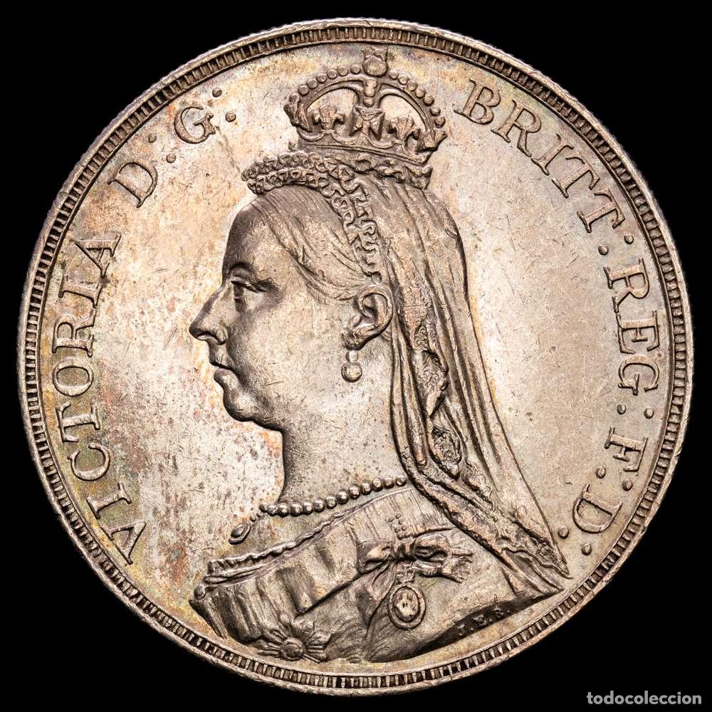 Material numism&aacute;tico: Gran Breta&ntilde;a. Victoria. 1 crown. 1889. (Km-765). (S-3921). Ag. 28,30 g. EBC. Tono.