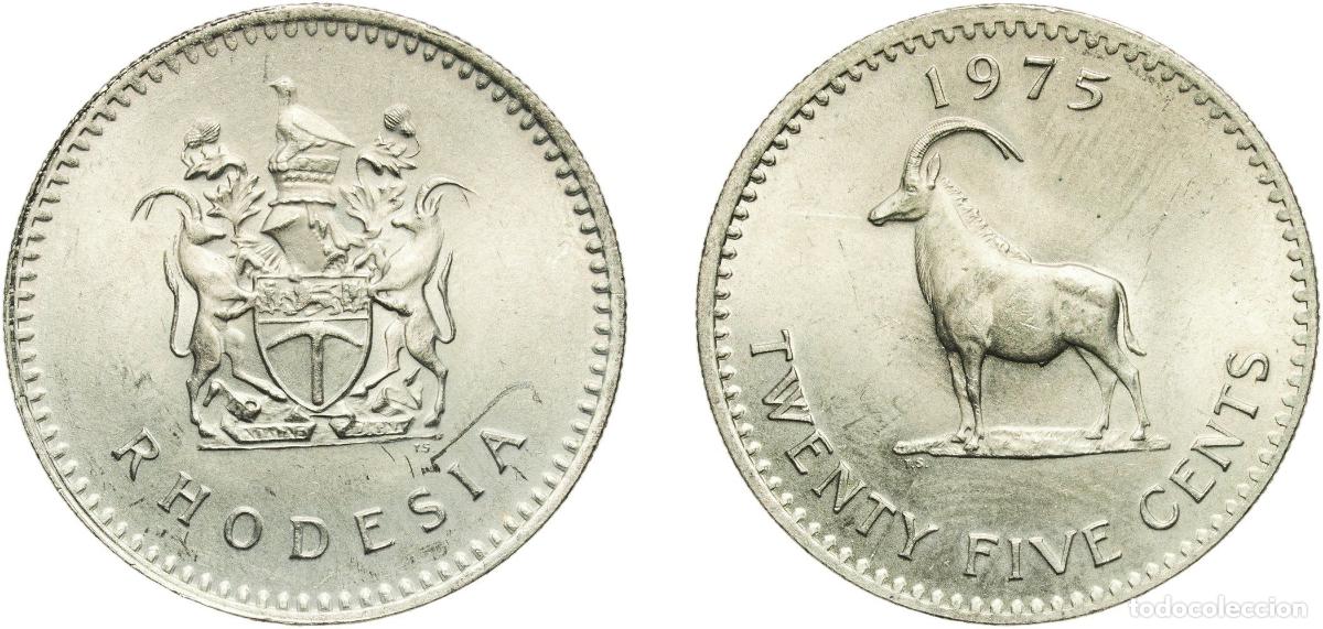 Material numism&aacute;tico: Zimbabwe Rhodesia (1964-1979) Republic 1975 25 Cents Copper-nickel Pretoria Mint (1011000) 14.06g U