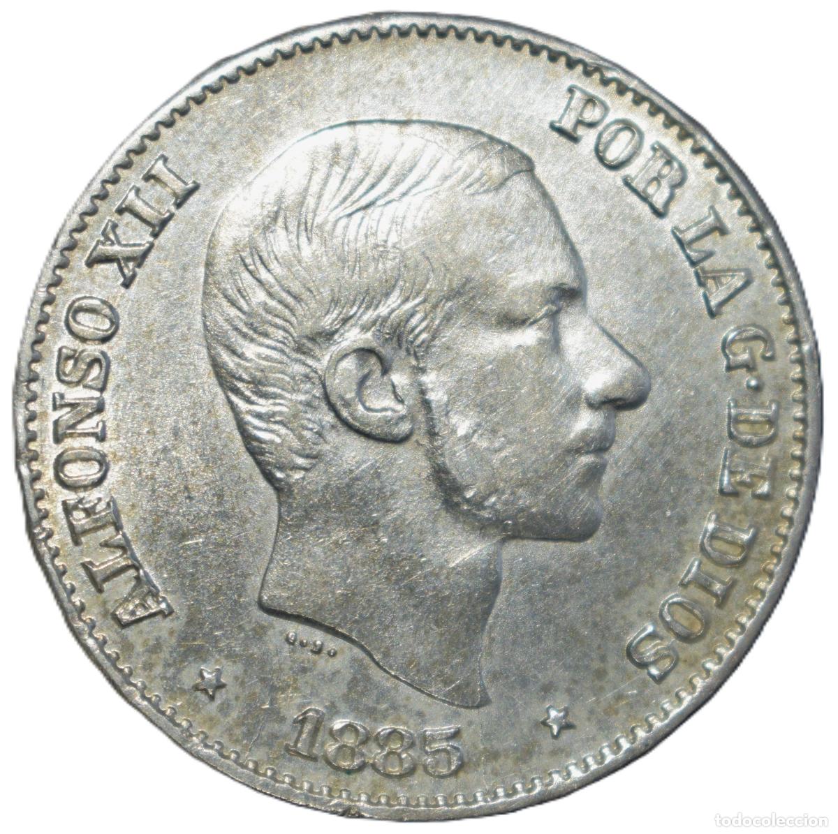 Material numism&aacute;tico: 1885. Alfonso XII. Islas Filipinas. 50 Centavos de Peso. Preciosa. S/C-