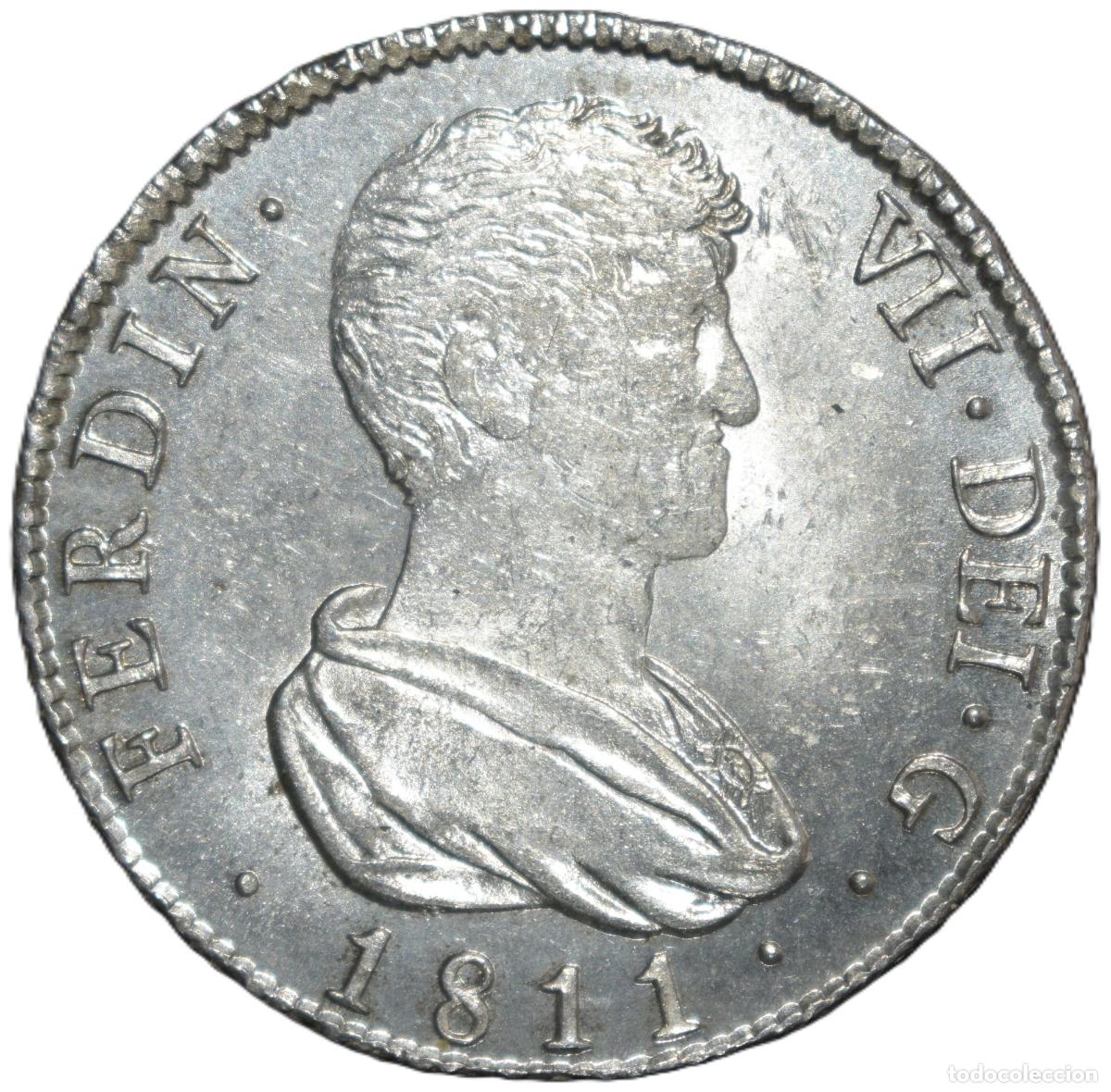 Material numism&aacute;tico: 1811. Fernando VII. 4 Reales de Valencia. Ensayador SG. Sin circular. Brillo original.
