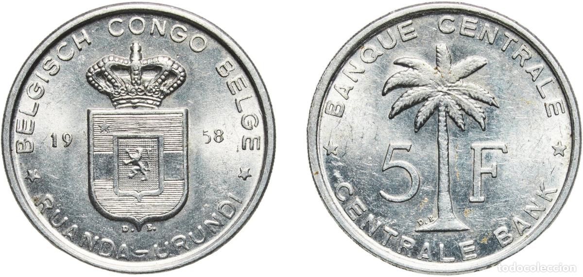 Material numism&aacute;tico: Belgian Congo Belgian Congo and Ruanda-Urundi Administrative union 1958 5 Francs Aluminium (95% Alu