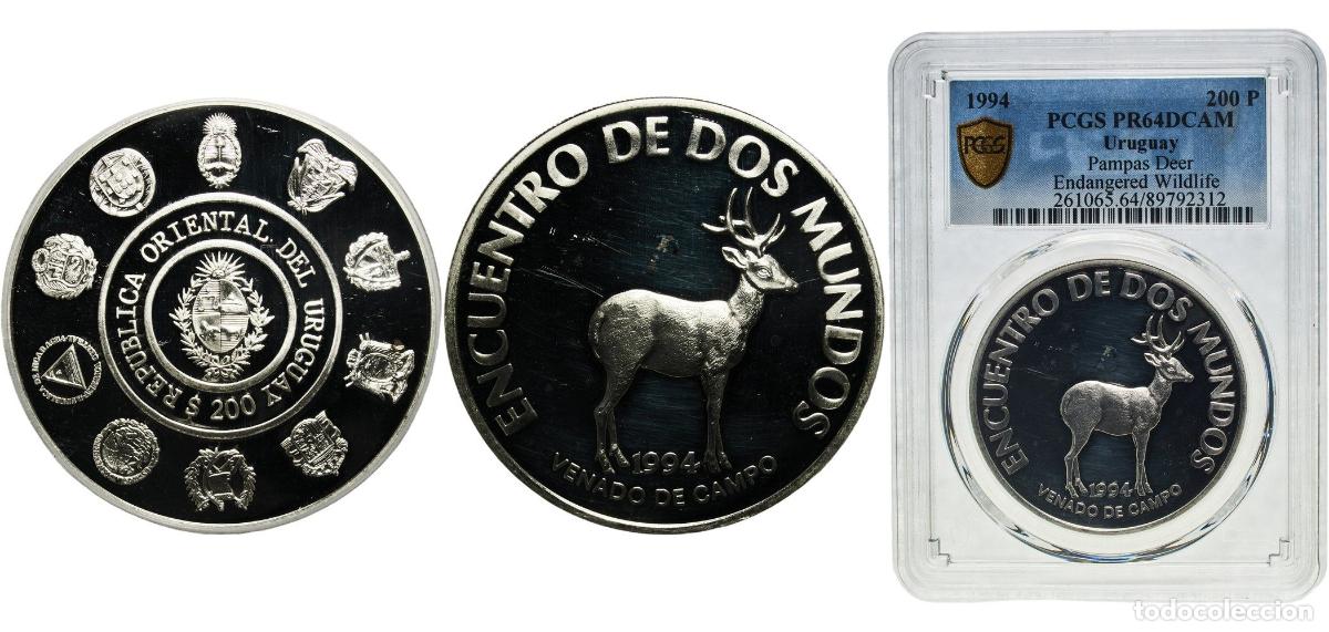 Material numism&aacute;tico: Uruguay Oriental Republic of Uruguay 1994 200 Pesos Uruguayos (Pampa's deer) Silver (.925) Casa de