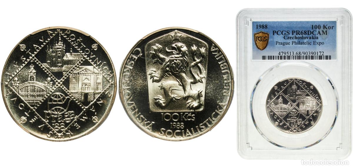 Material numism&aacute;tico: Czechoslovakia Socialist Republic 1988 100 Korun PROOF (Philately Exposition) Silver (.500) (5000)