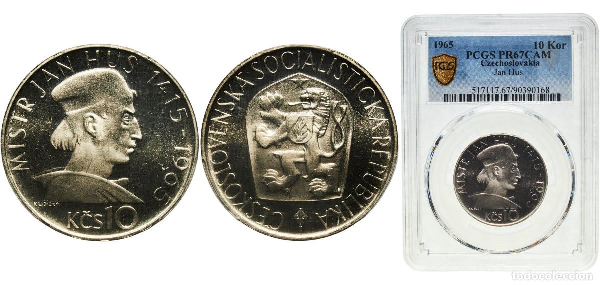 Material numism&aacute;tico: Czechoslovakia Socialist Republic 1965 10 Korun PROOF (Jan Hus) Silver (.500) (5000) 12g PCGS PR 67