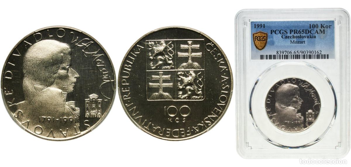 Material numism&aacute;tico: Czechoslovakia Federal Republic 1991 100 Korun PROOF (Wolfgang Amadeus Mozart) Silver (.700) (5000)
