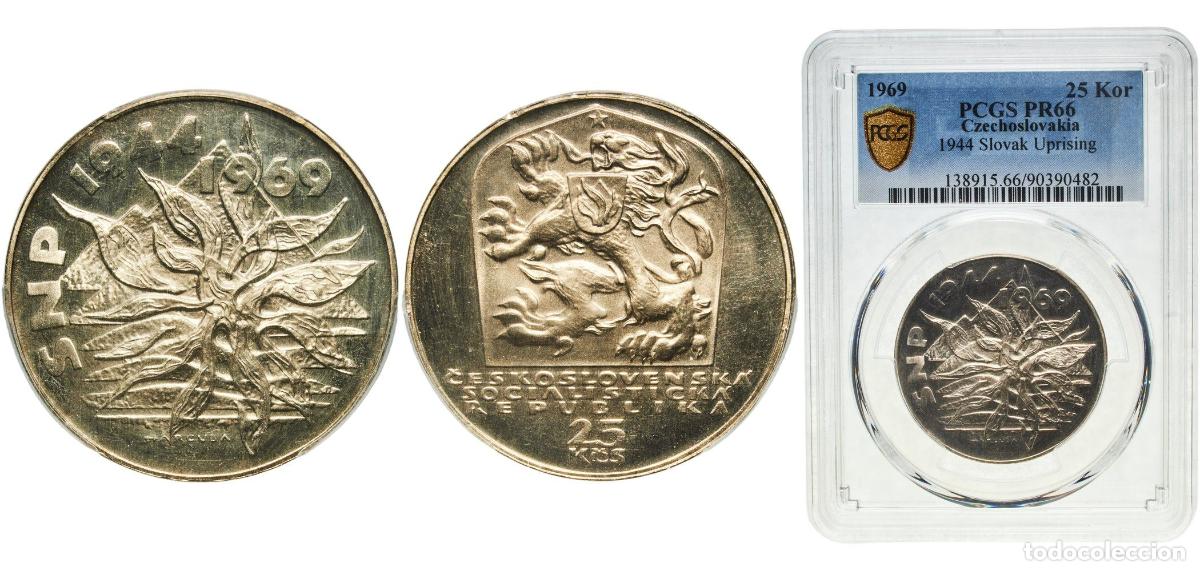 Material numism&aacute;tico: Czechoslovakia Socialist Republic 1969 25 Korun PROOF (1944 Slovak National Uprising) Silver (.500)