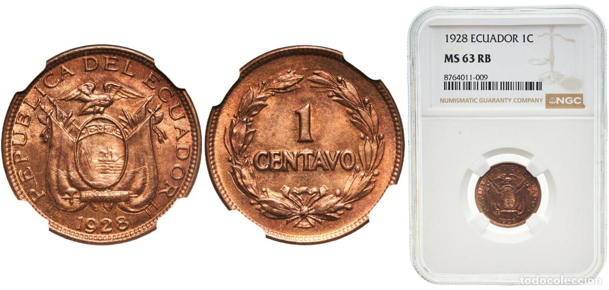 Material numism&aacute;tico: Ecuador Republic 1928 1 Centavo Bronze (95% Copper, 5% Zinc and Tin) Philadelphia Mint (2016000) 3.