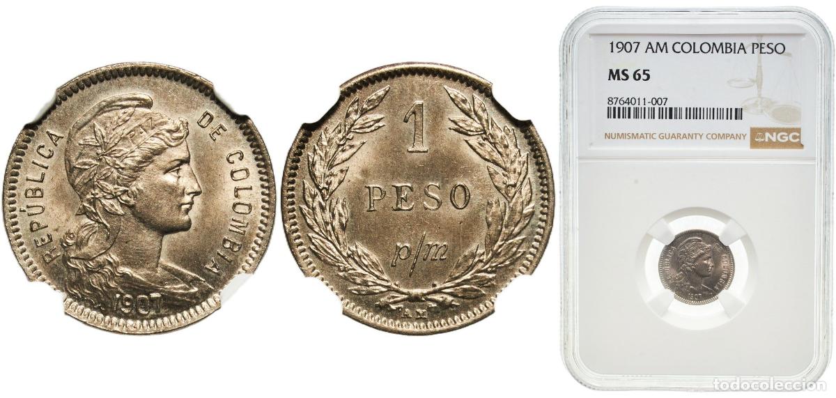 Material numism&aacute;tico: Colombia Republic 1907 AM 1 Peso Papel Moneda Copper-nickel (75% Copper, 25% Nickel) Casa de Moneda