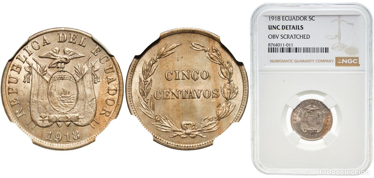 Material numism&aacute;tico: Ecuador Republic 1918 5 Centavos Copper-nickel (75% Copper, 25% Nickel) Philadelphia Mint (7980000)