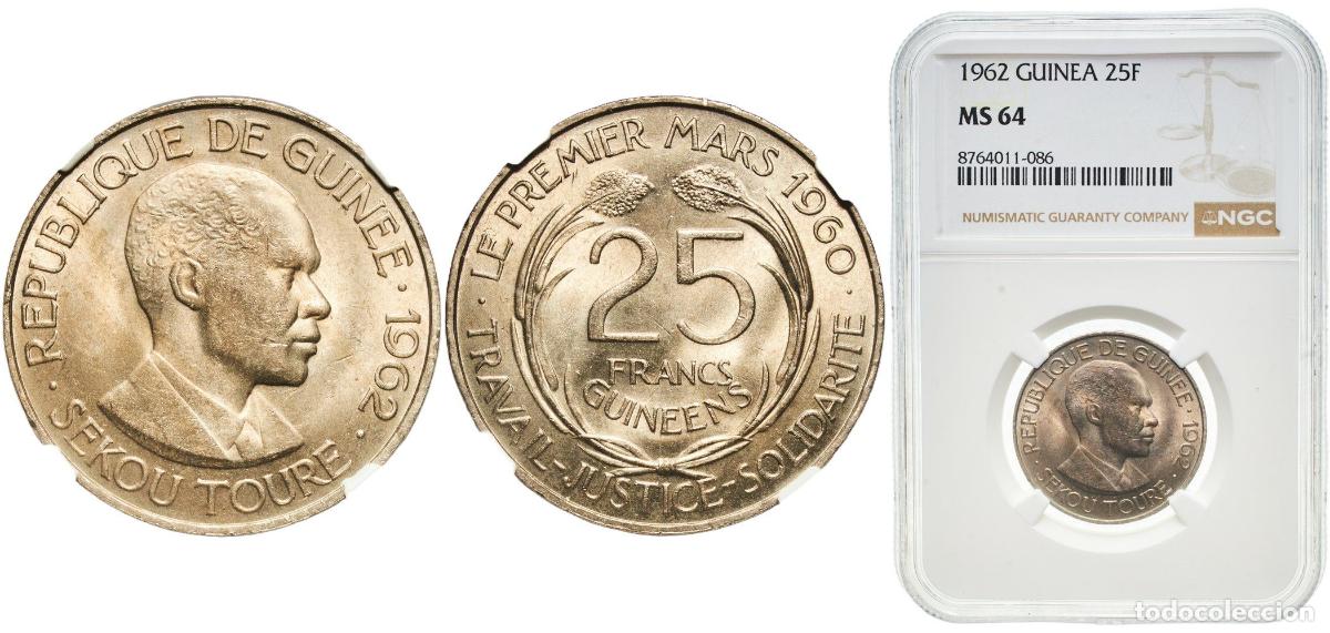 Material numism&aacute;tico: Guinea Republic 1962 25 Francs Guin&eacute;ens Copper-nickel (75% Copper, 25% Nickel) Royal Mint (Tower Hi