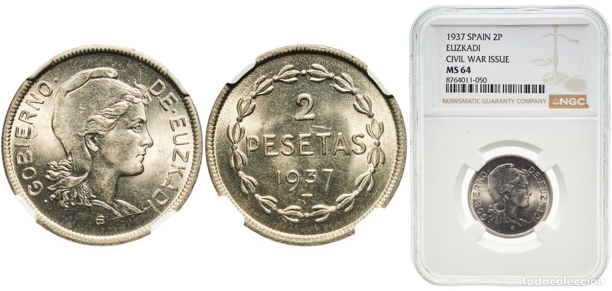 Material numism&aacute;tico: Spain Basque Country, Autonomous Region of Second Republic 1937 2 Pesetas (Euzkadi) Nickel Royal Mi
