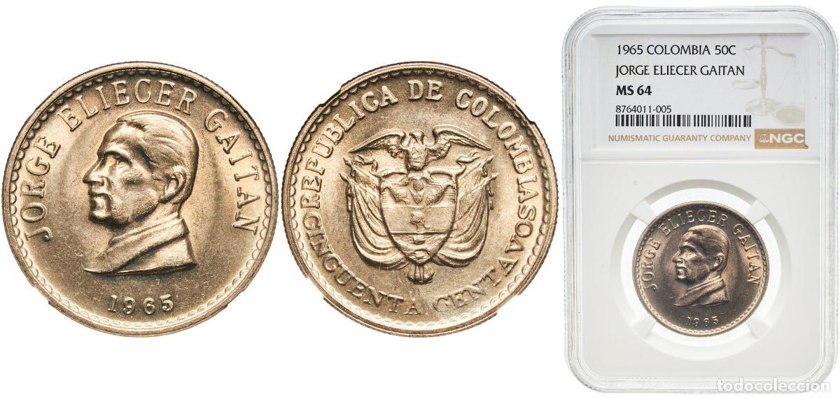 Material numism&aacute;tico: Colombia Republic 1965 50 Centavos Copper-nickel (600000) 12.6g NGC MS 64 KM 225 Restrepo 422 Hern