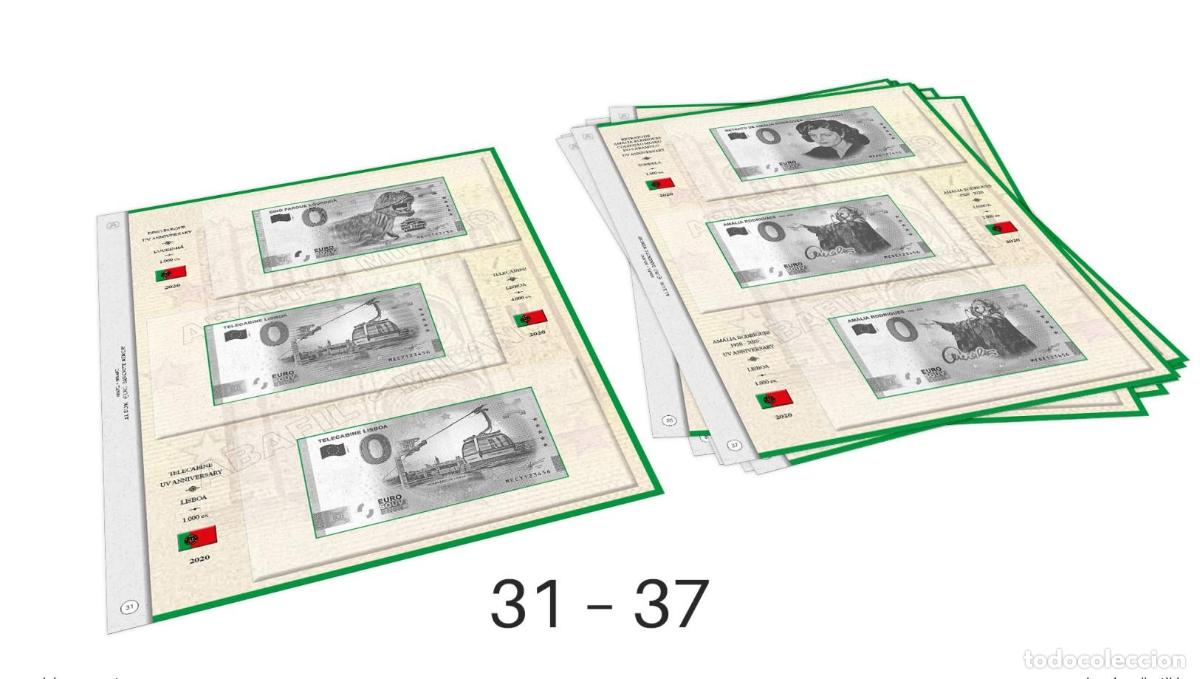 Numismatic Material: ABAFIL 7 hojas (2/2020) para entradas Souvenir Portugal de 0&euro;